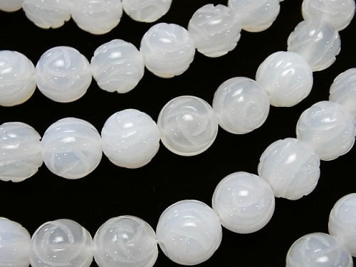 White Chalcedony AAA Round Rose Cut 12 mm half or 1 strand beads (aprx. 14 inch / 35 cm)