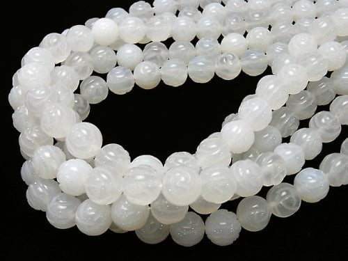 White Chalcedony AAA Round Rose Cut 12 mm half or 1 strand beads (aprx. 14 inch / 35 cm)