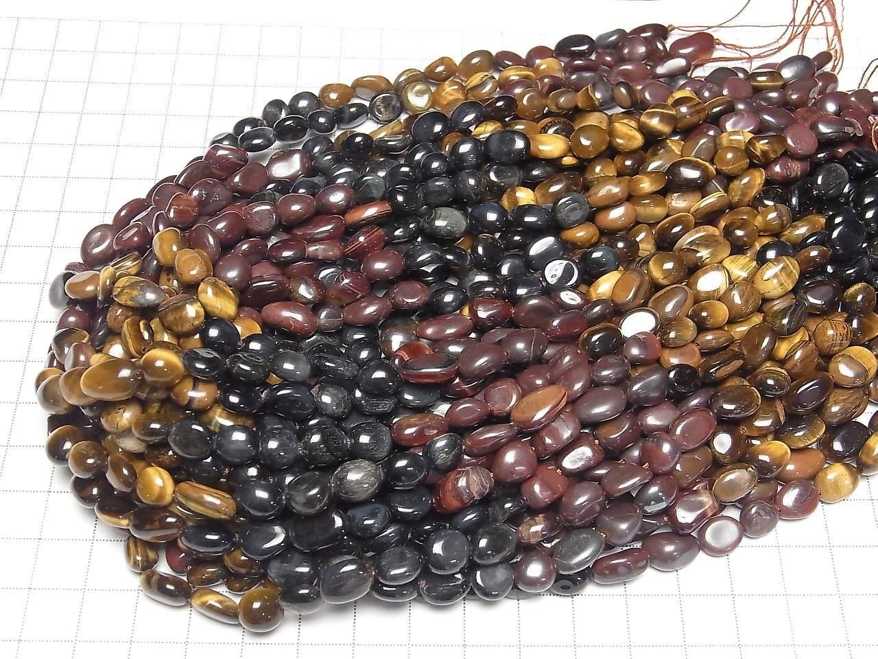 Tiger's Eye AA++ 3-Color Mix Nugget 1-Strand Beads (approx. 15 inches/38 cm)