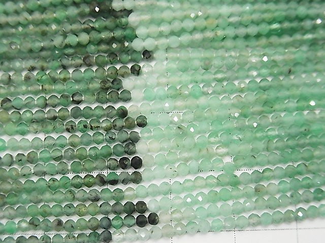 [Video] High Quality! Brazil Emerald AA++ Faceted Button Roundel 2 x 2 x 1.5 mm Color gradation half or 1 strand beads (aprx.12 inch / 30 cm)