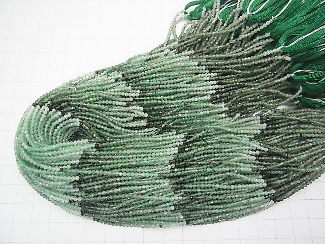 [Video] High Quality! Brazil Emerald AA++ Faceted Button Rondelle 2 x 2 x 1.5 mm Color gradation half or 1 strand beads (aprx.12 inch / 30 cm)