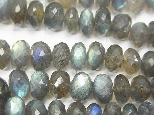 [Video] High Quality Labradorite AAA Faceted Button Roundel Size Gradation half or 1strand beads (aprx.17inch / 42 cm)