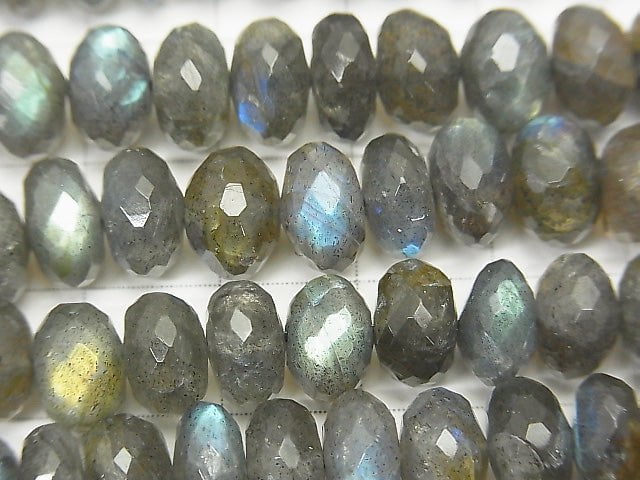 High Quality Labradorite AAA Faceted Button Roundel  1/4 or 1strand beads (aprx.15inch/36cm)