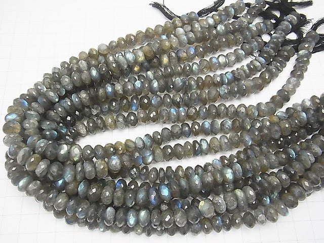 High Quality Labradorite AAA Faceted Button Roundel  1/4 or 1strand beads (aprx.15inch/36cm)