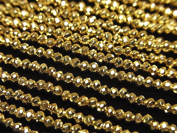 [Video]High Quality! Pyrite AAA- Gold Coated Semi-Faceted Round 2mm 1strand beads (aprx.15inch/36cm)