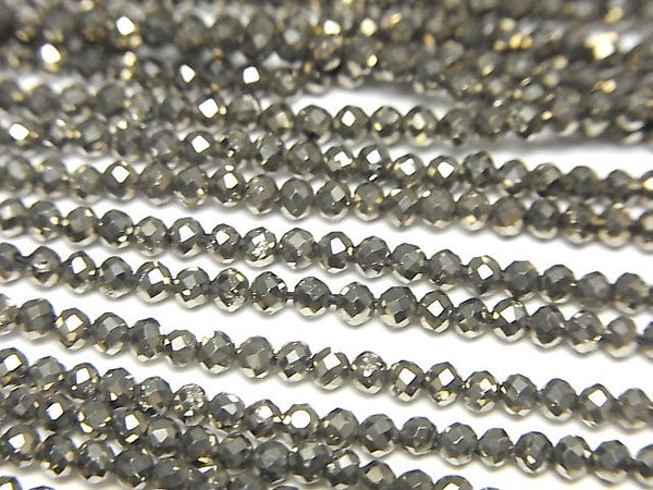 [Video]High Quality! Pyrite AAA- Platinum color coated semi-faceted round 2mm 1strand beads (aprx.15inch/37cm)