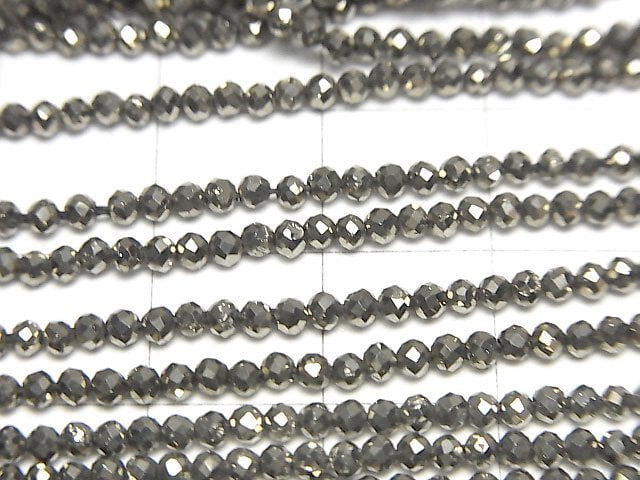 [Video]High Quality! Pyrite AAA- Platinum color coated semi-faceted round 2mm 1strand beads (aprx.15inch/37cm)