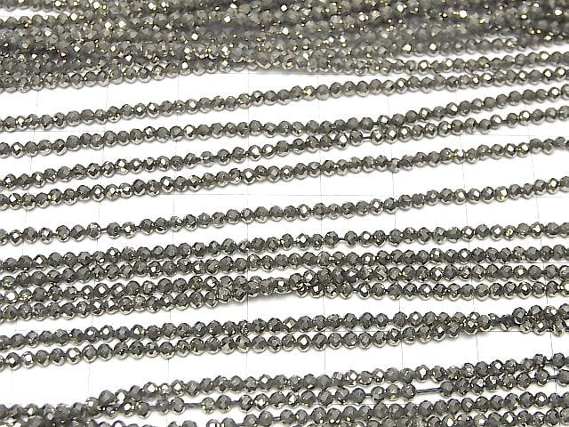 [Video]High Quality! Pyrite AAA- Platinum color coated semi-faceted round 2mm 1strand beads (aprx.15inch/37cm)