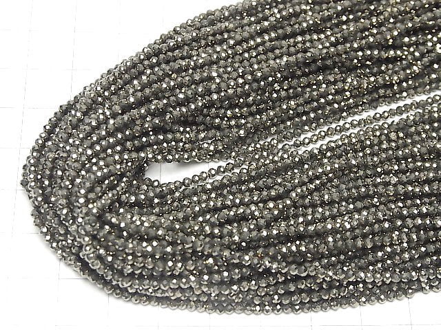 [Video]High Quality! Pyrite AAA- Platinum color coated semi-faceted round 2mm 1strand beads (aprx.15inch/37cm)