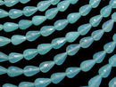 Sea blue Chalcedony AAA Vertical Hole Faceted Drop 13 x 8 x 8 mm 1/4 or 1strand beads (aprx. 1.5 inch / 38 cm)