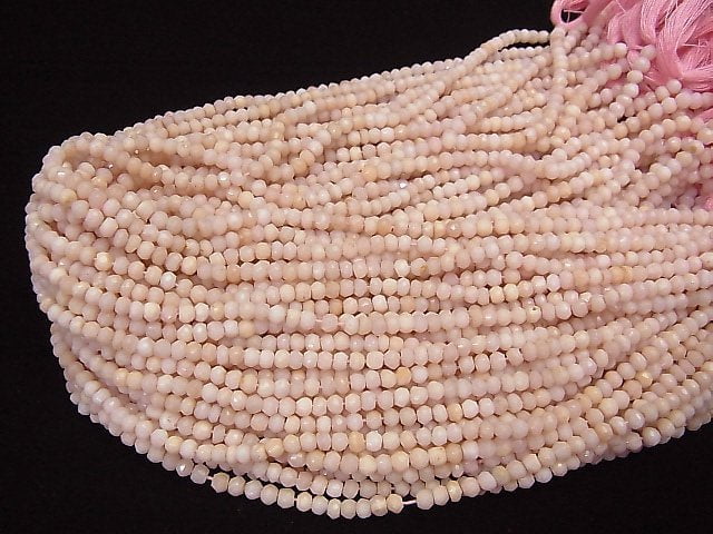 [Video] Pink Opal AA++ Faceted Button Rondelle 4x4x3mm 1strand beads (aprx.12inch/30cm)