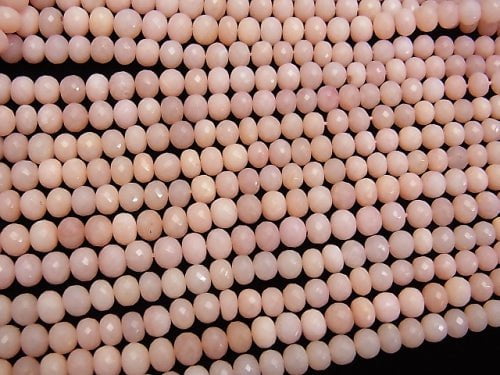 MicroCut! High Quality Pink Opal AAA Faceted Button Roundel half or 1strand beads (aprx.15 inch / 38 cm)