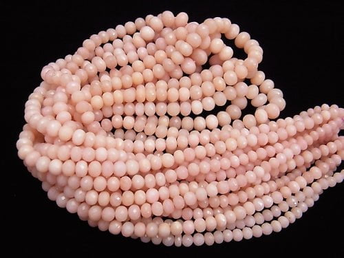 MicroCut! High Quality Pink Opal AAA Faceted Button Roundel half or 1strand beads (aprx.15 inch / 38 cm)