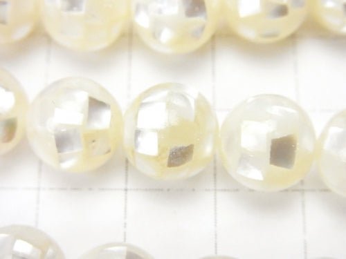 Mosaic Shell White Round 10mm 1/4 or 1strand beads (aprx.15inch/36cm)