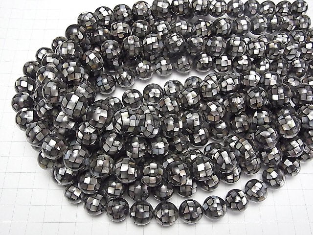 [Video] Mosaic Shell Black Round 14mm 1/4 or 1strand beads (aprx.14inch/34cm)