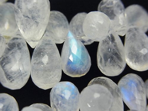 Drop, Faceted Briolette, Rainbow Moonstone Gemstone Beads