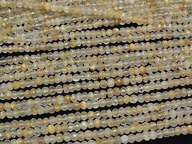 Rutilated Quartz AA+ Faceted Button Roundel  1strand beads (aprx.13inch/32cm)