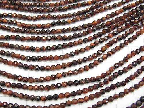 1strand $8.79! Red Tiger's Eye AAA Faceted Round 3mm 1strand beads (aprx.15inch / 38cm)