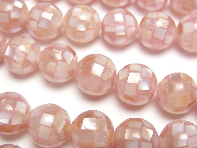 [Video] Mosaic Shell Pink Round 10mm 1/4 or 1strand beads (aprx.15inch/36cm)