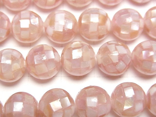 [Video] Mosaic Shell Pink Brown Round 10mm 1/4 or 1strand beads (aprx.15inch / 36cm)