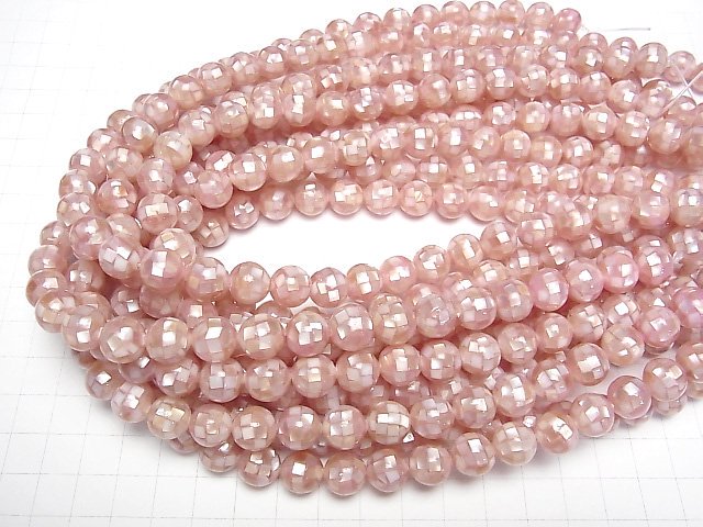 [Video] Mosaic Shell Pink Brown Round 10mm 1/4 or 1strand beads (aprx.15inch / 36cm)