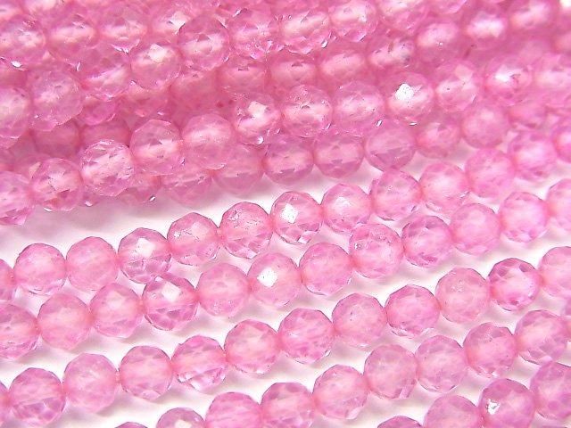 [Video] High Quality! Pink Topaz AAA Faceted Round 4mm 1-strand beads (approx. 12 inches/30 cm)