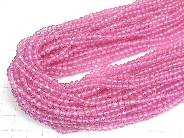 [Video] High Quality! Pink Topaz AAAFaceted Round 4mm 1strand beads (aprx.13inch / 33cm)