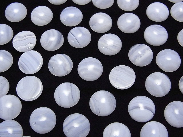 [Video] Blue Lace Agate AAA Round Cabochon 10x10mm 4pcs