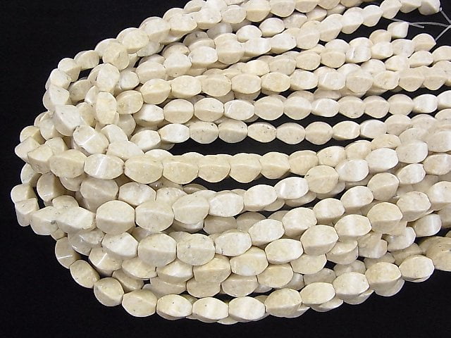 [Video]Riverstone 4Faceted Twist Faceted Rice 12x8x8mm half or 1strand beads (aprx.15inch/38cm)