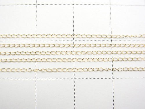 [K14 Yellow Gold] Curb Chain Approx 0.9mm [40cm][45cm][50cm][60cm][75cm] Necklace 1pc