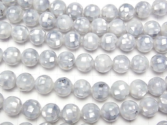 [Video] Mosaic Shell Silver Round 10mm 1/4 or 1strand beads (aprx.15inch / 38cm)