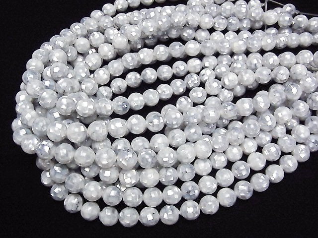 [Video] Mosaic Shell Silver Round 10mm 1/4 or 1strand beads (aprx.15inch / 38cm)