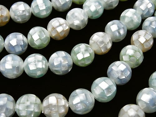 [Video]Mosaic Shell Mixed color Round 10mm 1/4 or 1strand beads (aprx.16inch/39cm)