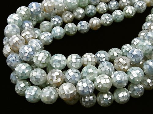 Mosaic Shell Mixed color Round 12mm 1/4 or 1strand beads (aprx.15inch/36cm)