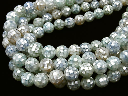 Mosaic Shell Mix Color Round 12 mm 1/4 or 1strand beads (aprx.15 inch / 36 cm)
