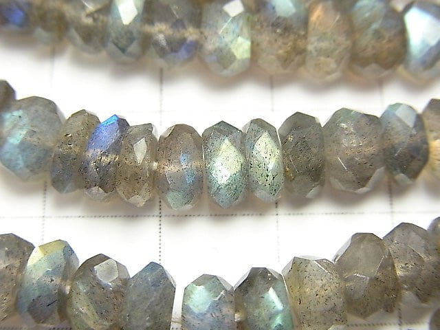 High Quality Labradorite AA++ Faceted Button Roundel 7x7x3mm half or 1strand beads (aprx.14inch/34cm)