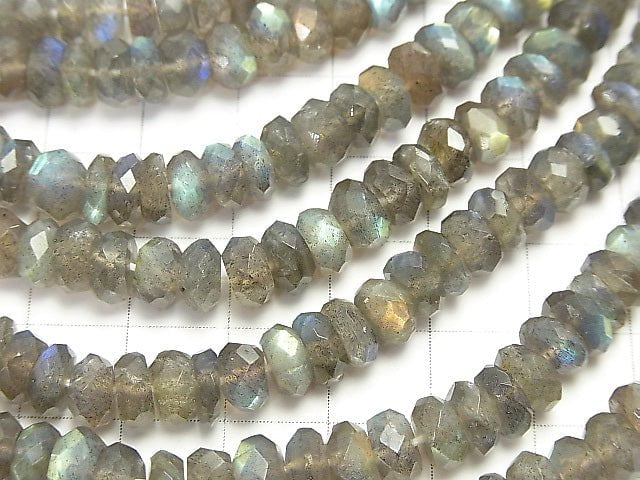 High Quality Labradorite AA++ Faceted Button Roundel 7x7x3mm half or 1strand beads (aprx.14inch/34cm)