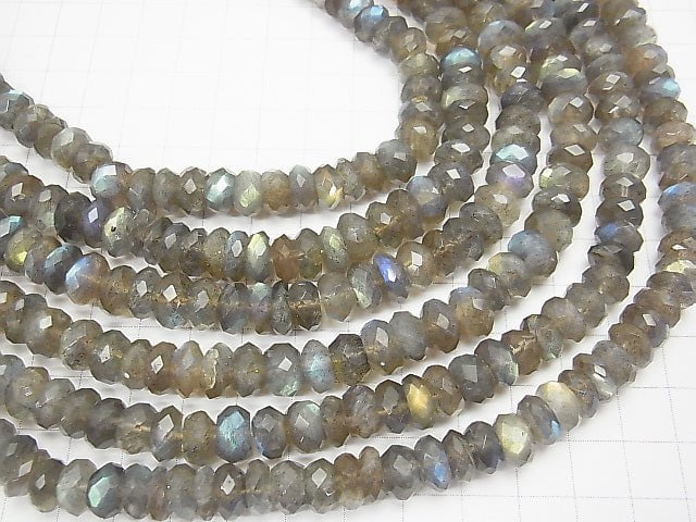 [Video] High Quality Labradorite AA++ Faceted Button Roundel 9x9x5mm half or 1strand beads (aprx.14inch/34cm)