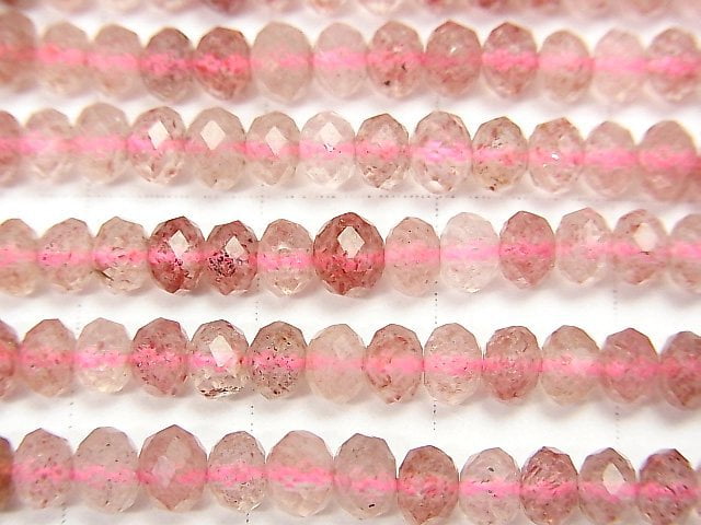[Video] High Quality! 1strand $9.79! Pink Epidote AAA - Faceted Button Rondelle 4 x 4 x 3 mm 1 strand beads (aprx.15 inch / 38 cm)