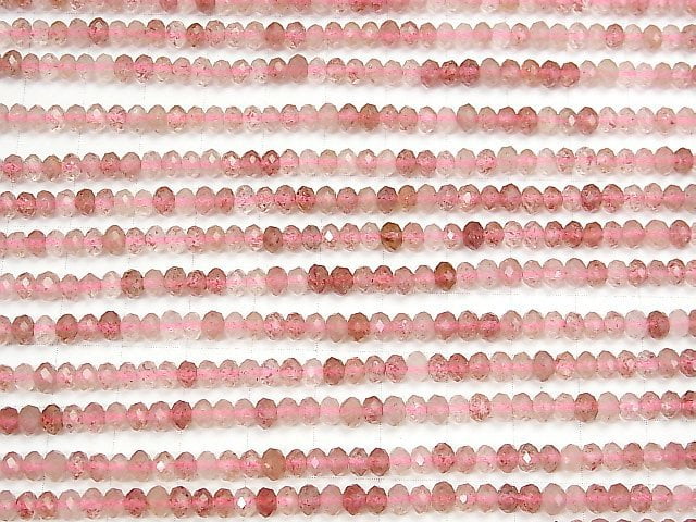[Video] High Quality! 1strand $9.79! Pink Epidote AAA - Faceted Button Rondelle 4 x 4 x 3 mm 1 strand beads (aprx.15 inch / 38 cm)