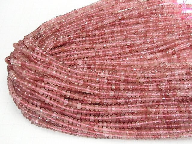 [Video] High Quality! 1strand $9.79! Pink Epidote AAA - Faceted Button Rondelle 4 x 4 x 3 mm 1 strand beads (aprx.15 inch / 38 cm)