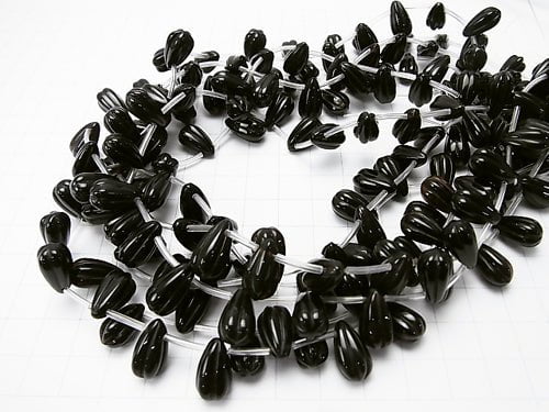 Onyx  Line Carved Drop 14x8x8mm half or 1strand beads (aprx.15inch/38cm)