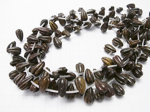 Bronzite  Line Carved Drop 14x8x8mm half or 1strand beads (aprx.15inch/38cm)