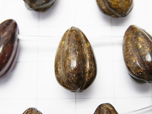 Bronzite  Line Carved Drop 16x10x10mm half or 1strand beads (aprx.15inch/38cm)
