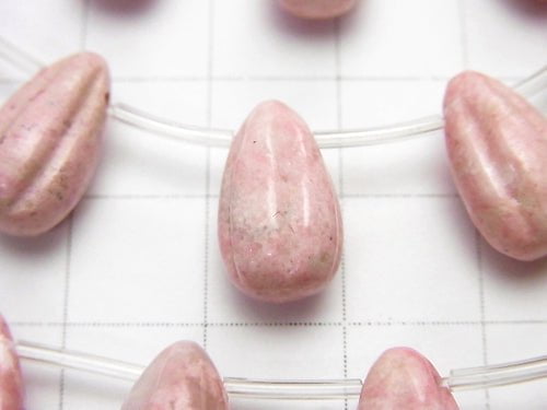 Peru Rhodonite Line Carved Drop 14 x 8 x 8 mm half or 1 strand beads (aprx.15 inch / 38 cm)