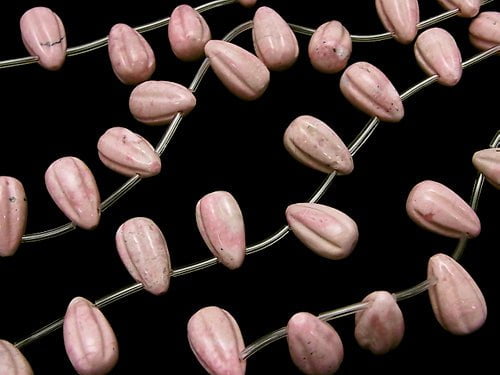 Peru Rhodonite Line Carved Drop 14 x 8 x 8 mm half or 1 strand beads (aprx.15 inch / 38 cm)