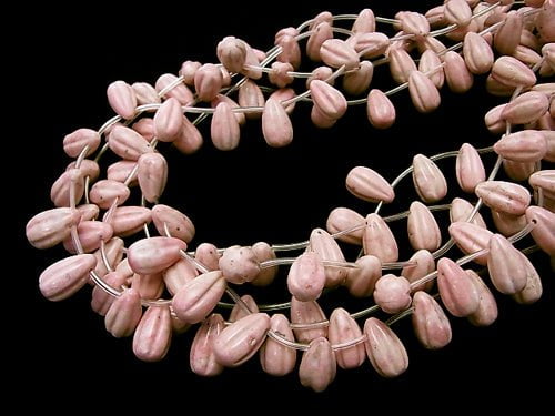 Peru Rhodonite Line Carved Drop 14 x 8 x 8 mm half or 1 strand beads (aprx.15 inch / 38 cm)