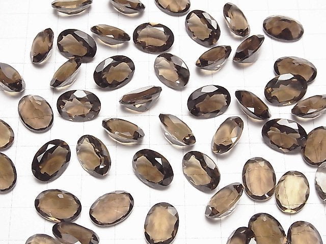 [Video] High Quality Smoky Quartz AAA Loose stone Oval Faceted 14x10mm 5pcs