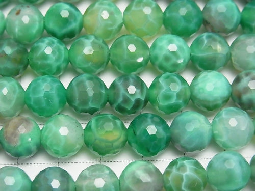 High Quality! Green Fire Agate 128 Faceted Round 10 mm half or 1 strand beads (aprx.15 inch / 37 cm)
