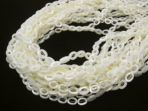 1strand $8.79! Mother of Pearl MOP White Oval (Donut) 8x6x2mm 1strand beads (aprx.15inch / 37cm)